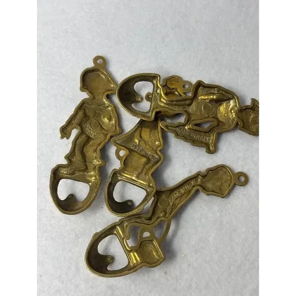 Vintage Brass Wall Hook Set of‎ 4 Kids by Artmark Italy Towel Robe Whimsical NEW